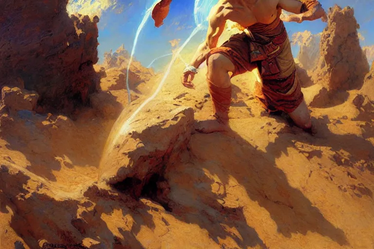 Prompt: earth bender, painting by gaston bussiere, craig mullins, j. c. leyendecker