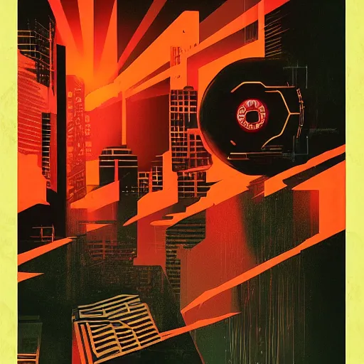 Prompt: bladerunner retro pastism sci-fi poster