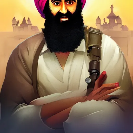 Image similar to Osama Bin Laden appears in new Disney movie, digital painting, 4k, anime key visual, artstation, kuvshinov ilya