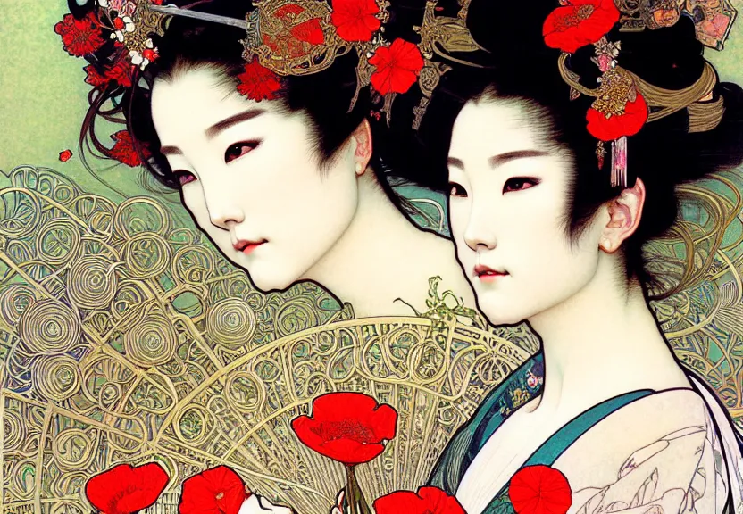 realistic detailed face portrait of a divine geisha | Stable Diffusion ...