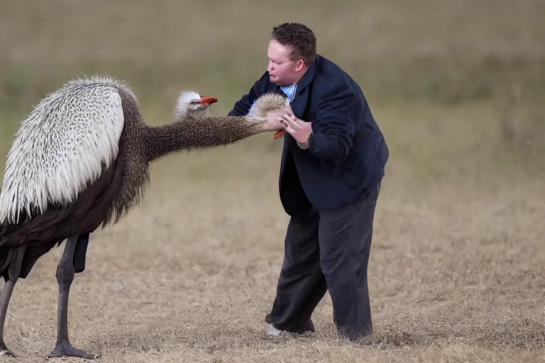 Image similar to man argues with an ostrich