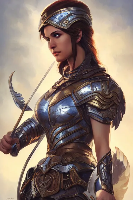 Image similar to amazon valkyrie athena, d & d, fantasy, portrait, highly detailed, headshot, digital painting, trending on artstation, concept art, sharp focus, illustration, art by artgerm and greg rutkowski and magali villeneuve