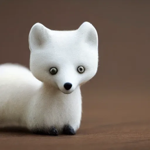 Image similar to medium - shot of a wooden handmade application simple doll of a white fox, highly detailed, sharp focus, promo photo, by shaun tan,