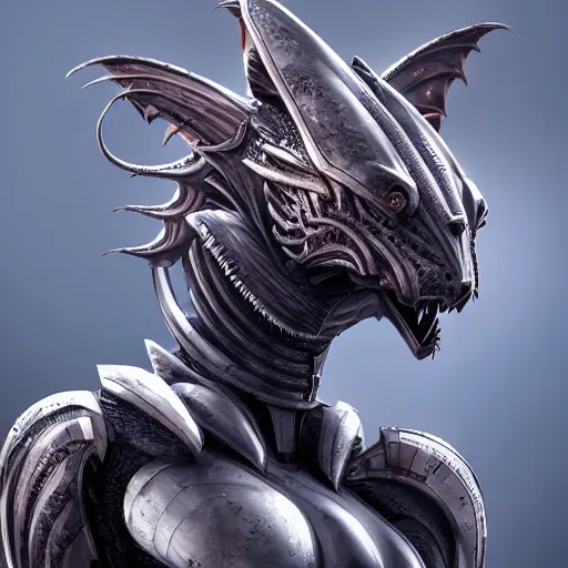 Image similar to stunning cinematic elegant body shot with an upward angle, of a beautiful hot anthropomorphic robot female dragon, well designed highly detailed cute female dragon head with slick eyes, looking back at the camera with a smirk, well armored, detailed claws, high quality, HD octane render, fantasy, furry art, Artstation, Deviantart, Furaffinity