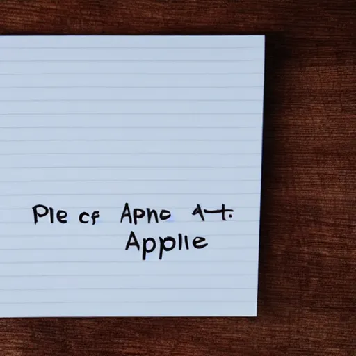 Prompt: a piece of paper with apple written on it
