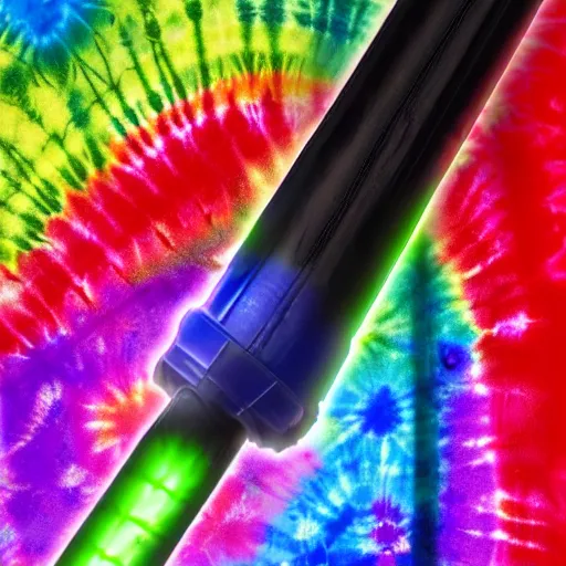 Image similar to a light saber made of tie dye colors inside