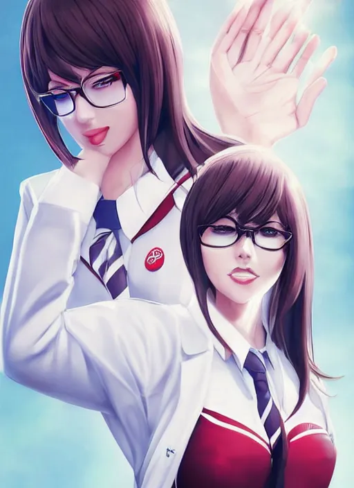 Image similar to beautiful portrait of a Flight Attendant who looks like Shiraki Meiko, Prison School anime, character design by Ross Tran, artgerm detailed, soft lighting