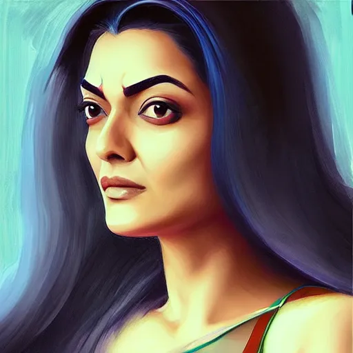 Prompt: “A dreamy masterpiece portrait of Sushmita Sen , artstation”