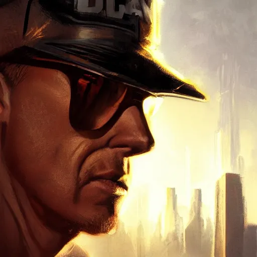 Prompt: a closeup portrait of duke nukem, dramatic light, city background, sunset, high contrast, sharp, painted by stanley lau, painted by greg rutkowski, painted by stanley artgerm, masterpiece, digital art, trending on artstation