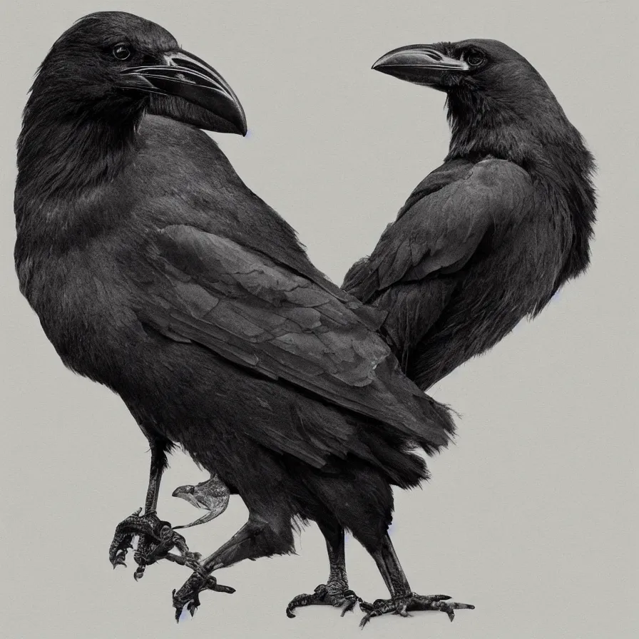 Prompt: crow with a wolf's body,! photorealistic, white background