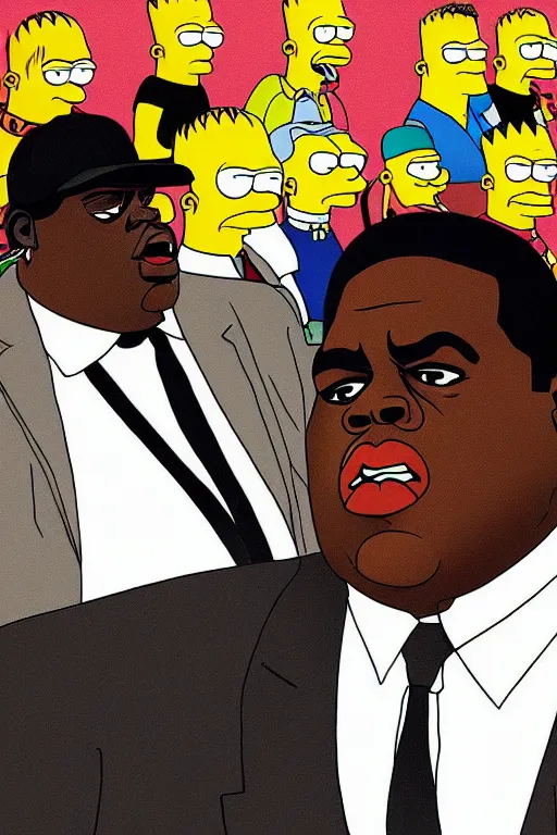 Prompt: notorious big in the art style of the simpsons tv show