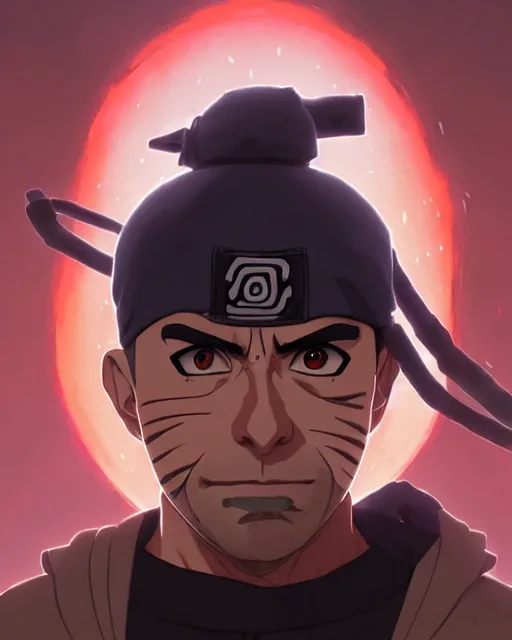 Image similar to joe rogan in naruto as a hidden leaf village ninja, medium shot close up, details, sharp focus, illustration, by jordan grimmer and greg rutkowski, trending artstation, pixiv, digital art