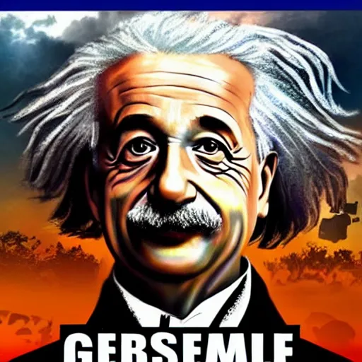 Prompt: albert einstein gta 5 cover art