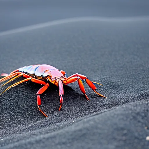 Image similar to thick crustacean on black sand dunes