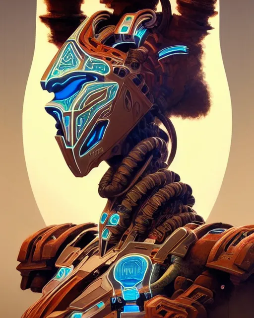 Prompt: symmetry!! portrait of a machine from horizon zero dawn, machine face, decorated with pharoanic motifs, intricate, elegant, highly detailed, digital painting, artstation, concept art, smooth, sharp focus, illustration, art by artgerm and greg rutkowski and alphonse mucha, 8 k