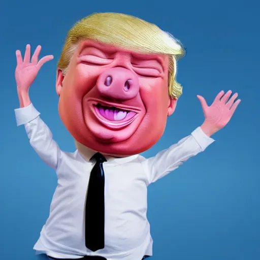 Image similar to Donald Trump in Peppa Pigs body, hyper realistic photography, 8k,