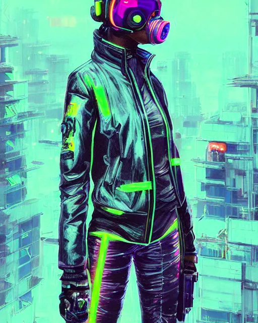 Prompt: detailed full body side profile portrait Neon Operator Girl, cyberpunk futuristic neon, reflective puffy coat, decorated with traditional Japanese ornaments, standing on skyscraper by Ismail inceoglu dragan bibin hans thoma greg rutkowski Alexandros Pyromallis Nekro Rene Maritte Illustrated, Perfect face, fine details, realistic shaded, fine-face, pretty face