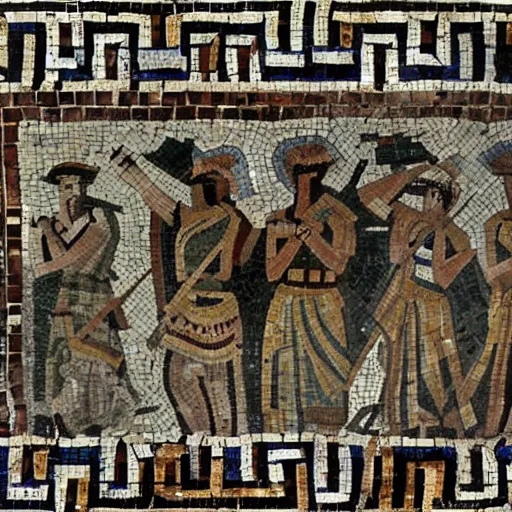 Image similar to roman mosaic of a call of duty screenshot