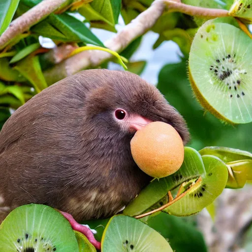 Image similar to a kiwi bird with a kiwi fruit