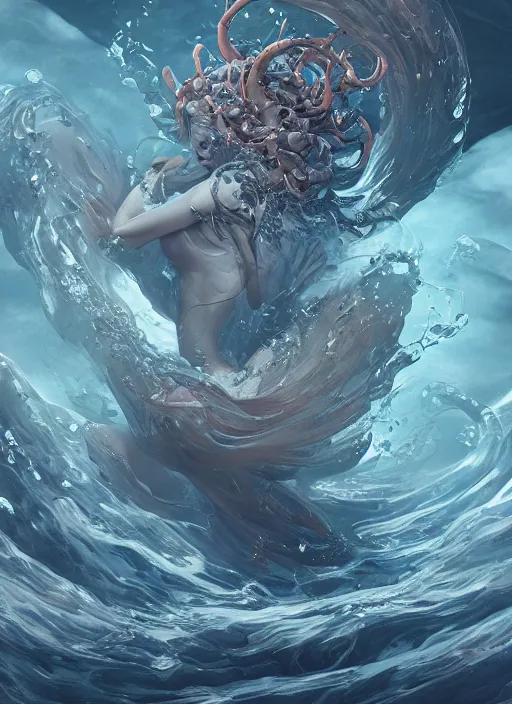 Prompt: high intricate fluid water demons, maria panfilova, andrea savchenko, mike kime, ludovic plouffe, qi sheng luo, oliver cook, makoto shinkai, trending on artstation