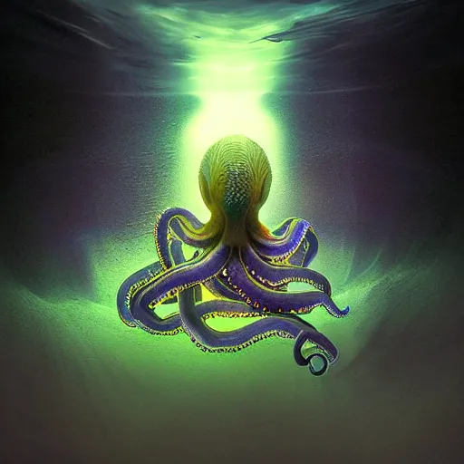 Image similar to octopus god is almighty, incredible photography, beautiful ambient light