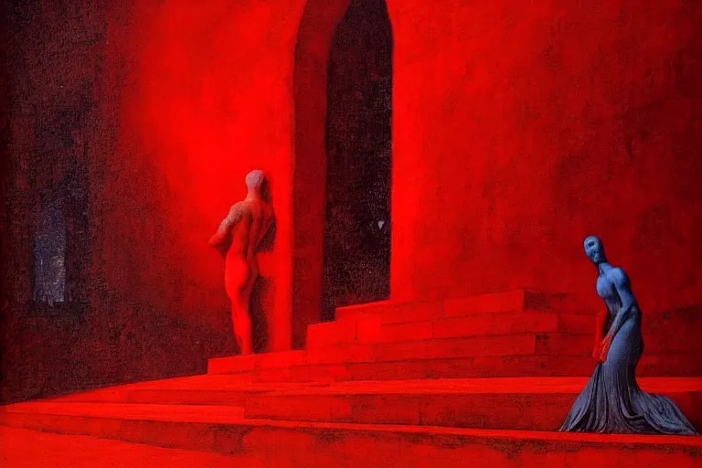 Image similar to only with red, a red melted emperor, taormina amphitheatre, crowd hails him, in the style of beksinski, parts by edward hopper, parts by rodcenko, parts by yue minjun, intricate and epic composition, red by caravaggio, insanely quality, highly detailed, masterpiece, red light, artstation, 4 k