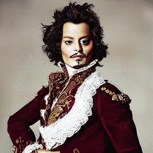 Prompt: johnny depp as louis xv,