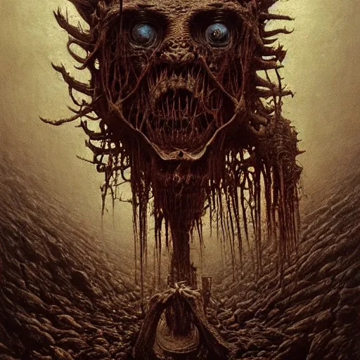 Image similar to a grotesque abomination, horror art by beksinski and szukalski and giger and seb mckinnon, digital art, highly detailed, intricate, sharp focus, trending on artstation hq, deviantart, pinterest, unreal engine 5, 4 k uhd image