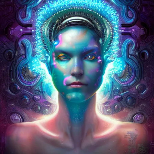 Image similar to lofi fractal cosmic divine biopunk portrait, pixar style, by tristan eaton stanley artgerm and tom bagshaw.