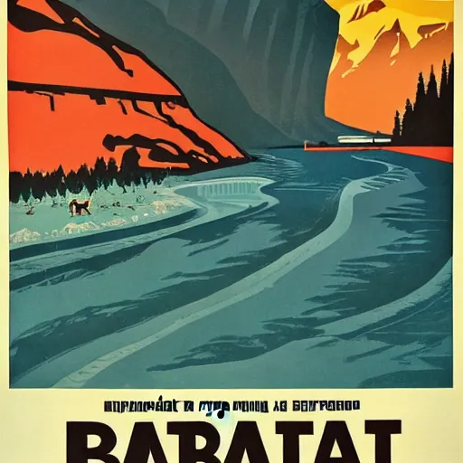 Prompt: soviet style propaganda poster convincing you to move to banff national park,