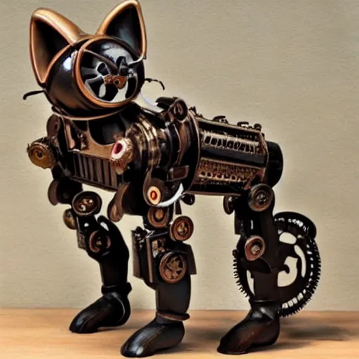 steampunk cat robot