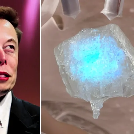 Image similar to elon musk frozen inside an ice cube