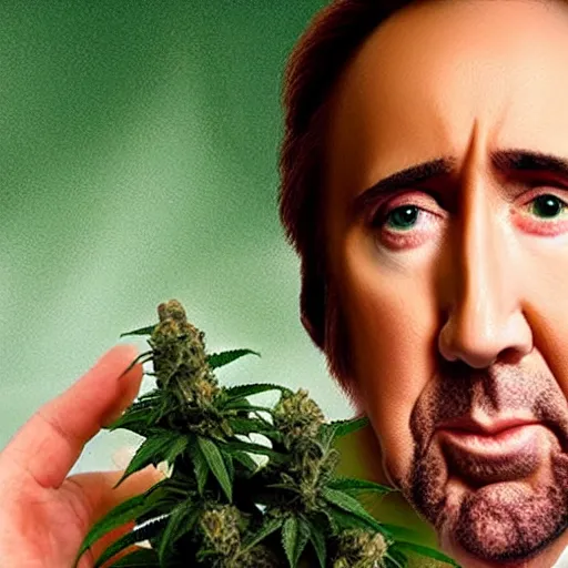 Prompt: Nicolas Cage as the cannabis pope