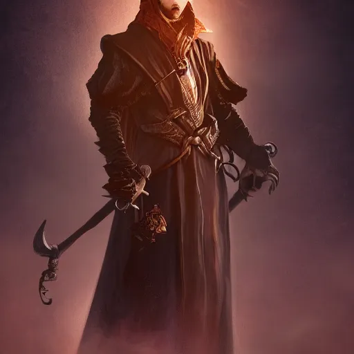 Prompt: a portrait of a male warlock,Grim fantasy, D&D, HDR, natural light, shoulder level shot, dynamic pose, award winning photograph, Mucha style 4k,