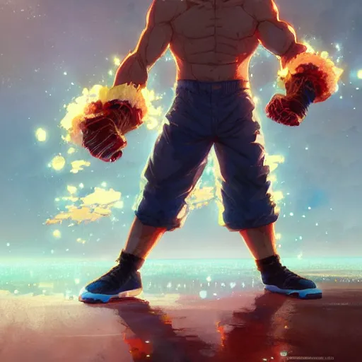 Image similar to hajime no ippo fight, magnificent, close up, details, sharp focus, elegant, highly detailed, illustration, by Jordan Grimmer and greg rutkowski and PiNe and Imoko and wlop and maya takamura, intricate, beautiful, Trending artstation, pixiv, digital Art