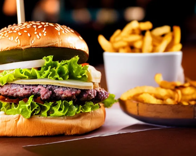 Prompt: 8 5 mm food photography of a large brains - burger at a restaurant. highly detailed 8 k. intricate. lifelike. soft diffused light. nikon d 8 5 0.