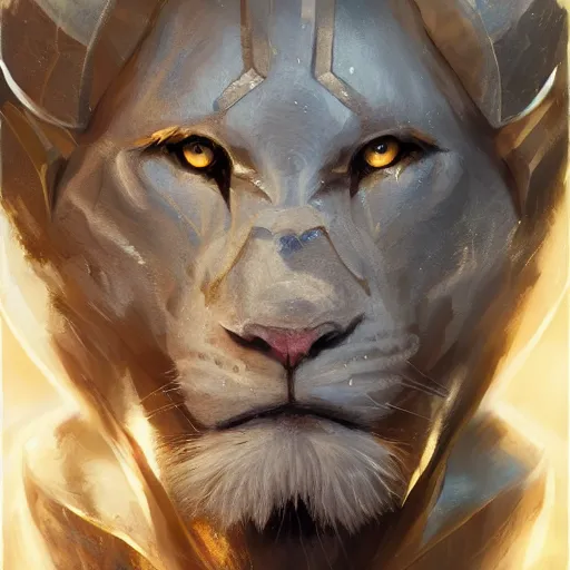 Image similar to a beautiful award winning commission of a male anthro albino lion dressed in diamond armour,digital art,art by greg rutkowski,character design by charles bowater,ross tran,photorealistic,highly detailed,detailed face,4k,dramatic,deviantart,artstation