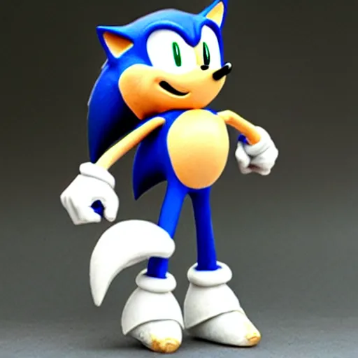 Image similar to sonic the hedgehog made out of porcelain in the style of the ming dynasty