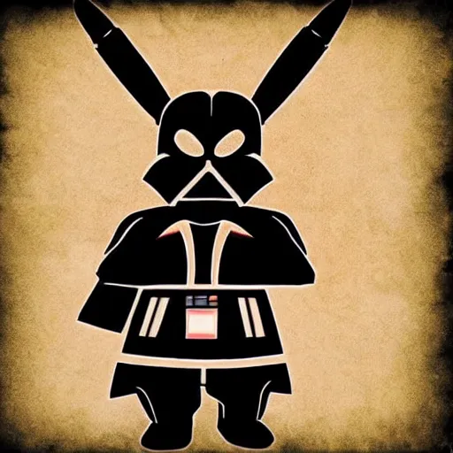 Image similar to half Pikachu, half Darth Vader