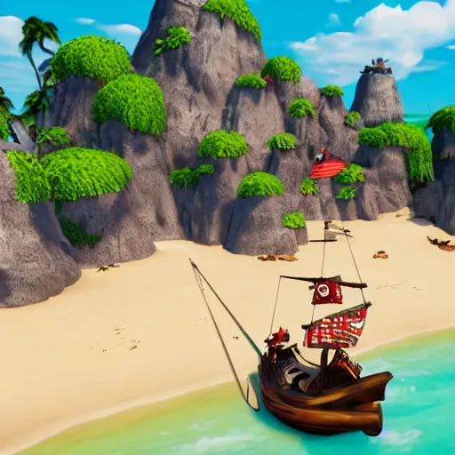 Image similar to onepiece pirate island fiesta, unreal engine, 8 k, ultra realistic, ultra detail