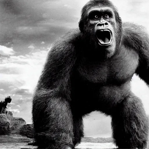 Prompt: A movie still of Danny Devito as King Kong
