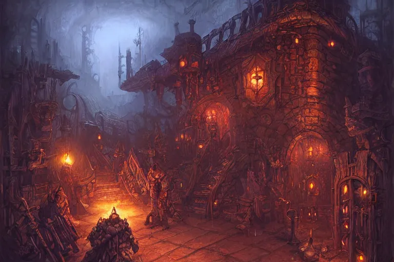 Prompt: Planescape Torment, the smoldering corpse bar, by andreas rocha