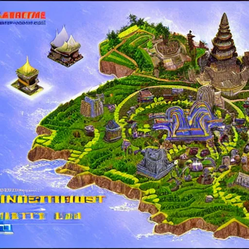 Image similar to isometric view of mainland southeast asia, high - detail, high accuracy, dungeon map, fantasy,