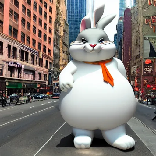 Prompt: big chungus in the middle of new york