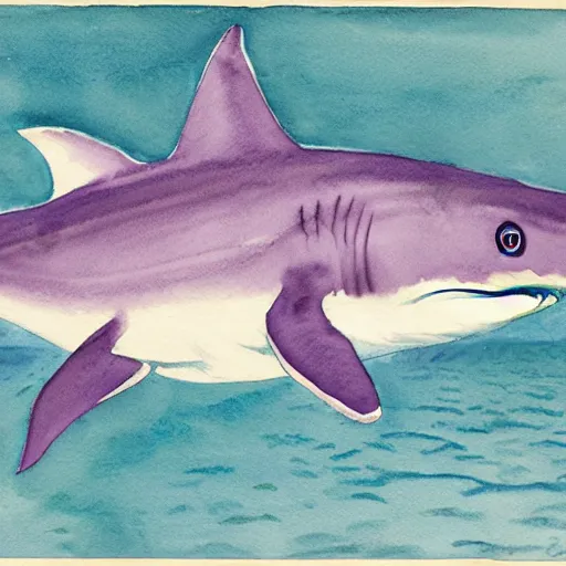 Image similar to watercolor of a purple shark by charles e. burchfield