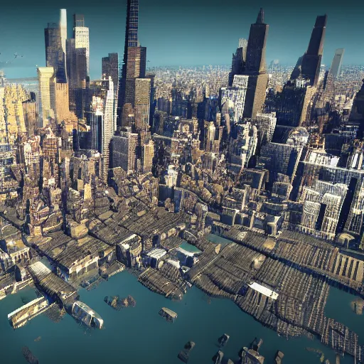 Image similar to new york made out of bees, 4 k octane engine unreal engine epic good cool wow