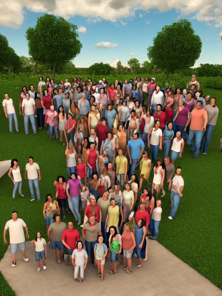 Image similar to A large latina family reunion, photorealistic, 3d render, award winning render, unreal engine, octane render, studio lighting, 8k, hd