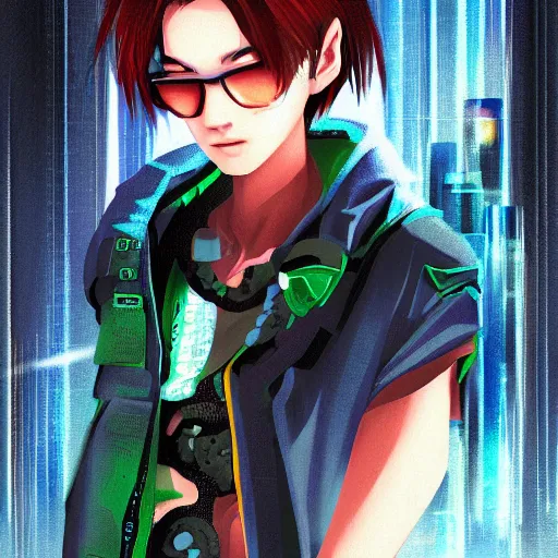 Image similar to cyberpunk boy, mai yoneyama, digital art