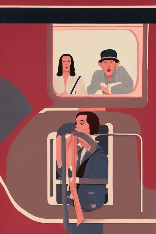 Image similar to scene from wes anderson train by helen lundeberg