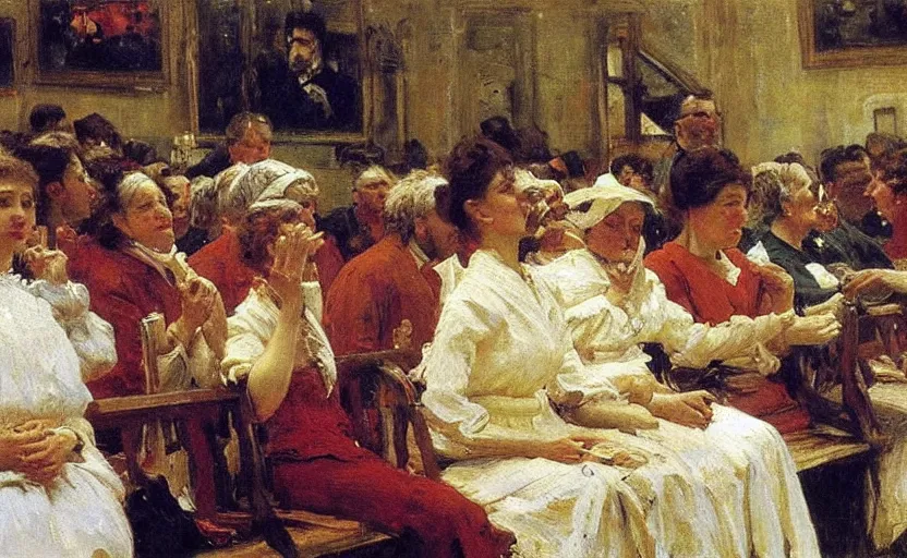 Prompt: high quality high detail painting by ilya repin, people in the waiting room, hd